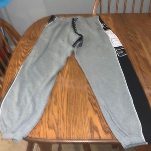 selling these grey and black pink joggers from Victoria’s secret very soft!